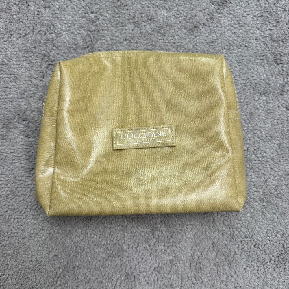 L'Occitane en Provence Gold Shimmer Canvas Cosmetic Bag Makeup Travel Pouch OS